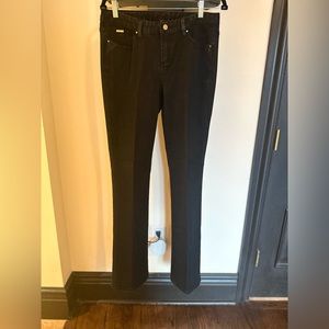 Cache black with leather detail fit flare jean sz 10